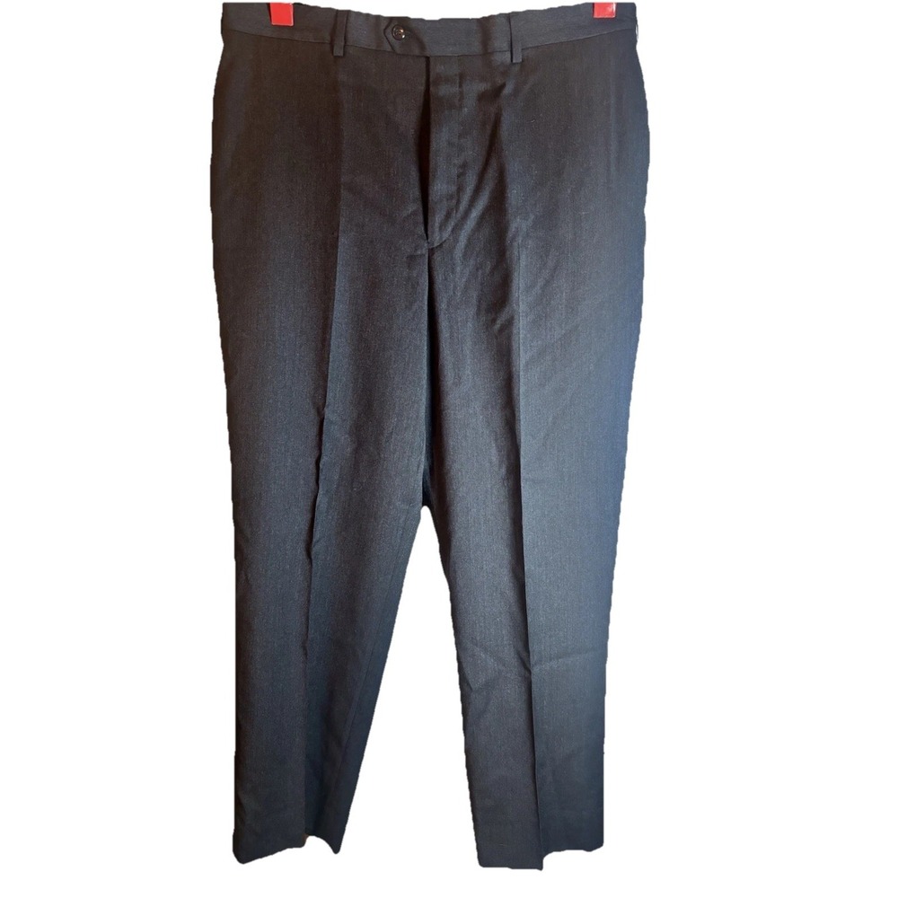 Jos A Bank Pants Mens 38x30 Black Wool Signature Flat Front Dress Trousers